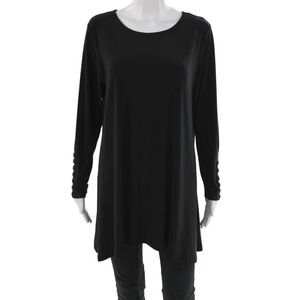 Simpli Womens Tunic Blouse Black Long Sleeve Scoop Neck Size 12